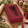 Cofanetto porta 2 bottiglie in cartone cannetè bordeaux con finestra 20x33,5x9 cm FAG