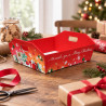 Vassoio cesto per confezioni regalo medio in cartone Christmas Party rosso con maniglie 34x29x10 cm portata 10 kg FAG