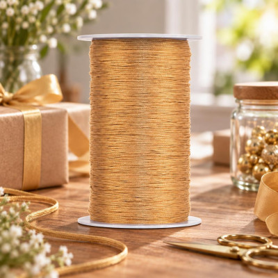 Cordoncino vergolina oro metallizzato per pacchi regalo e segnapacchi rocchetto 100 m Brizzolari