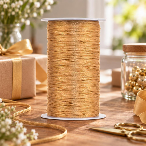 Cordoncino vergolina oro metallizzato per pacchi regalo e segnapacchi rocchetto 100 m Brizzolari