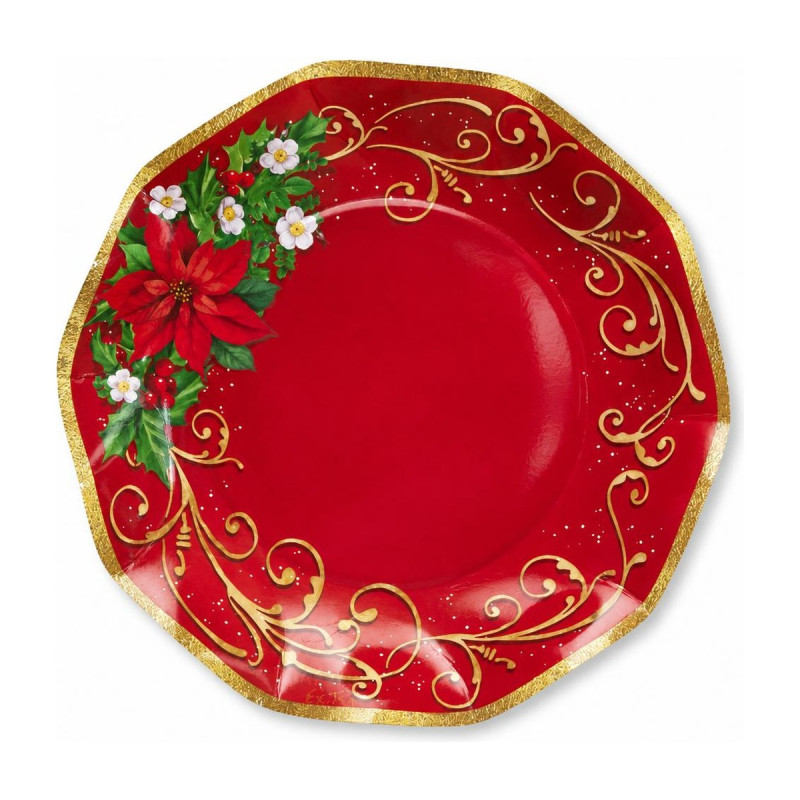Piatti di carta natalizi Warm Christmas 24 cm - 8 pz