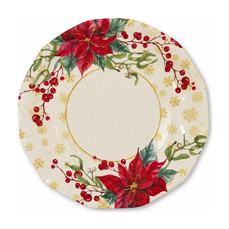Piatti di carta natalizi Romantic Christmas 24 cm - 8 pz