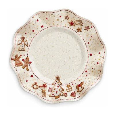 Piatti fondi di carta natalizi Gingerbread 24 cm - 8 pz