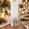 Portalumino in acciaio inox e vetro satinato h 15 cm per tealight Leone