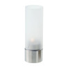 Portalumino in acciaio inox e vetro satinato h 15 cm per tealight Leone