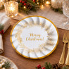Piatti fondi di carta natalizi Christmas Gold Ø 24 cm bianchi e oro con bordo ondulato, confezione da 6 Big Party