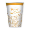 Bicchieri di carta natalizi Christmas Gold 200 ml bianchi e oro, confezione da 8 Big Party