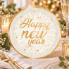 Piatti di carta Capodanno Happy New Year Gold Ø 22 cm bianchi e oro, confezione da 6 Big Party