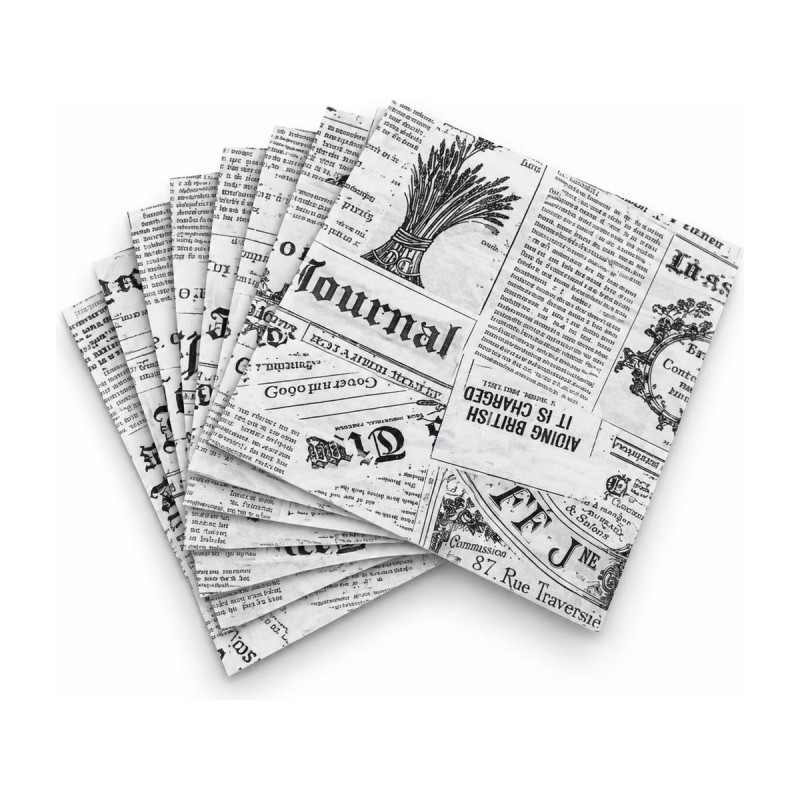 Cartine antigrasso Journal 40x32,5 cm bianche stampa giornale per alimenti, confezione da 500 Leone